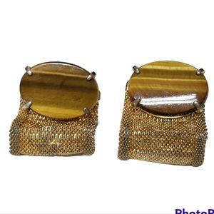 Vintage tigers eye cuff links